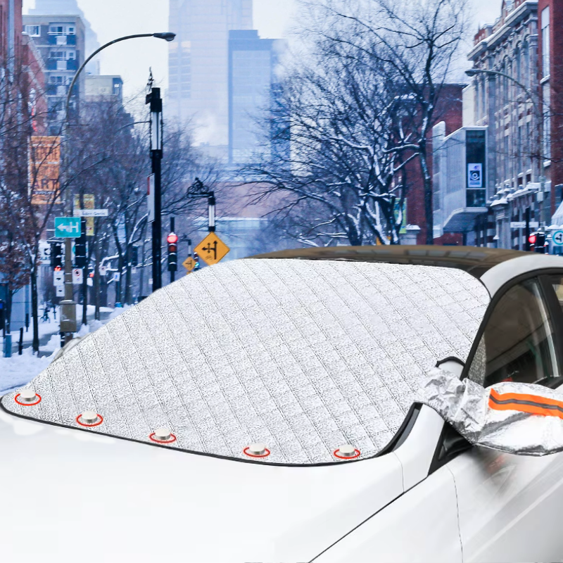 Magnetic snow cover for car windshield (includes side mirror covers)